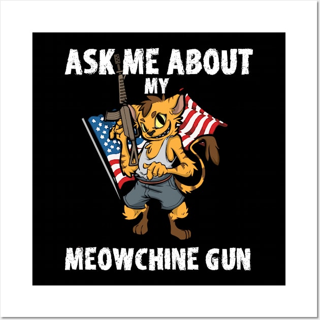 2nd Amendment Patriotic Gun Owner Cat American Flag Rifle Wall Art by TellingTales